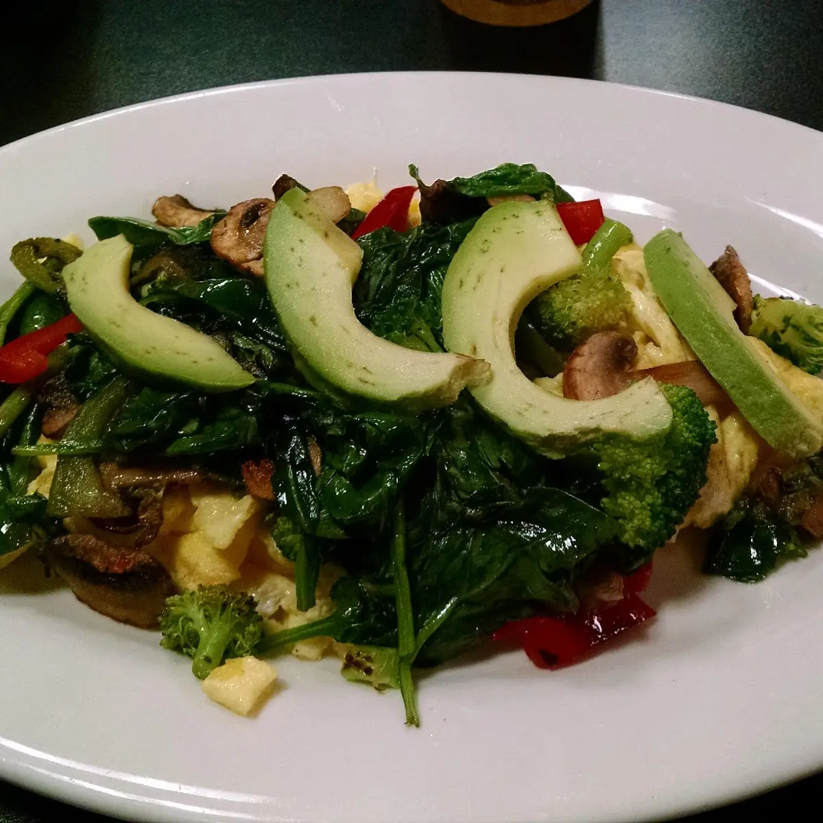 Scrambled with Grilled Veggies and Avocado