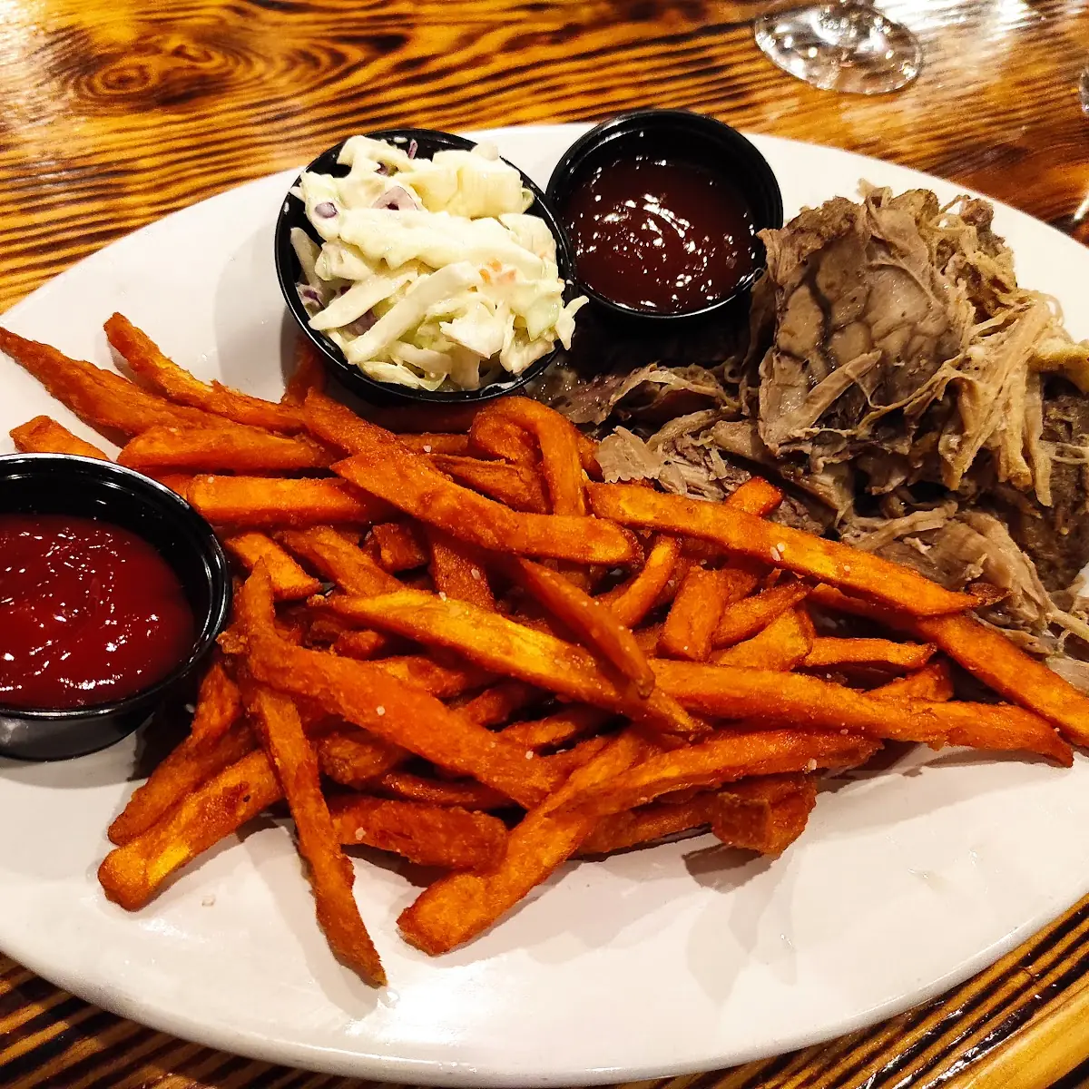 Pulled Pork BBQ and Sweet Potato Fries