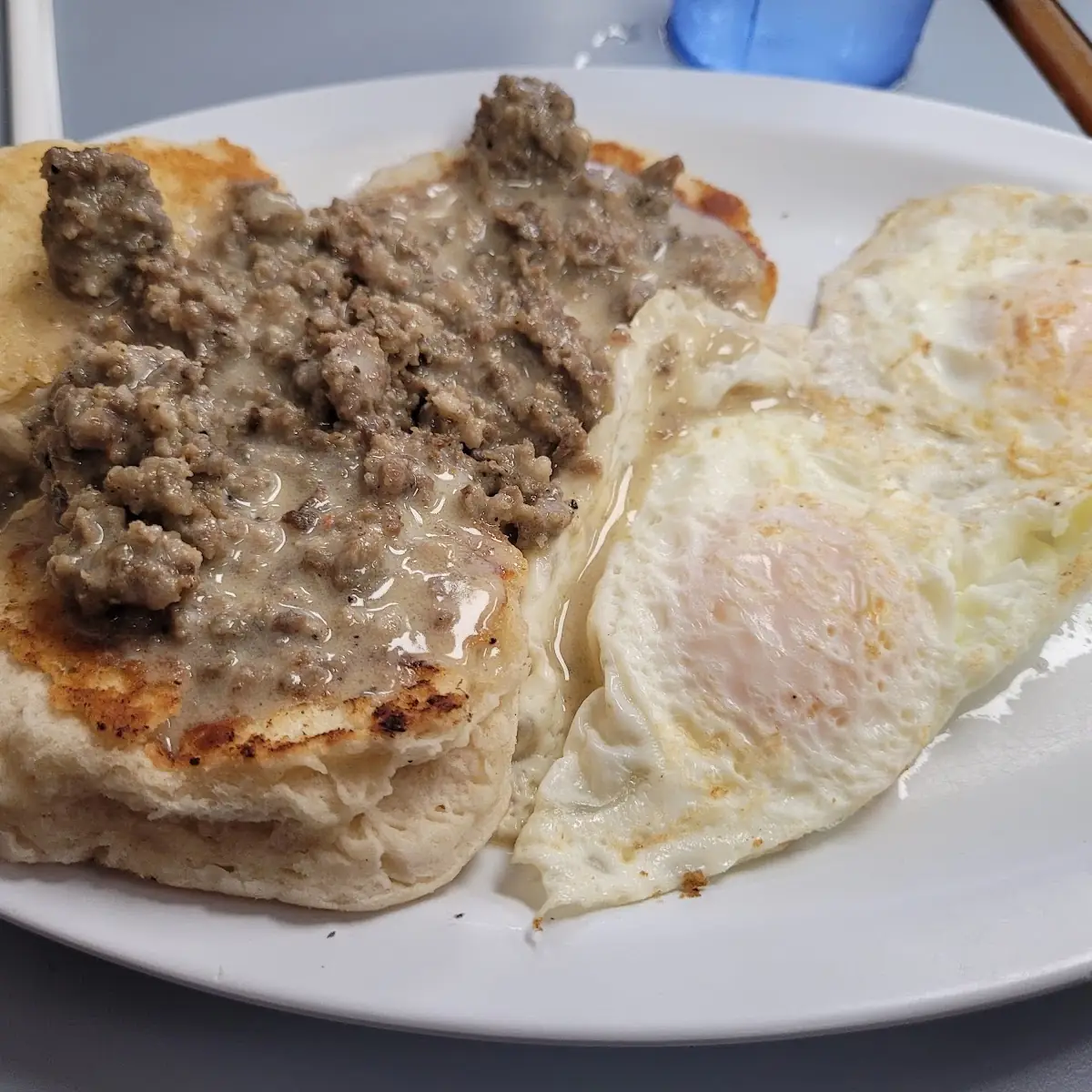 Sausage Gravy Biscuits & 2 Eggs