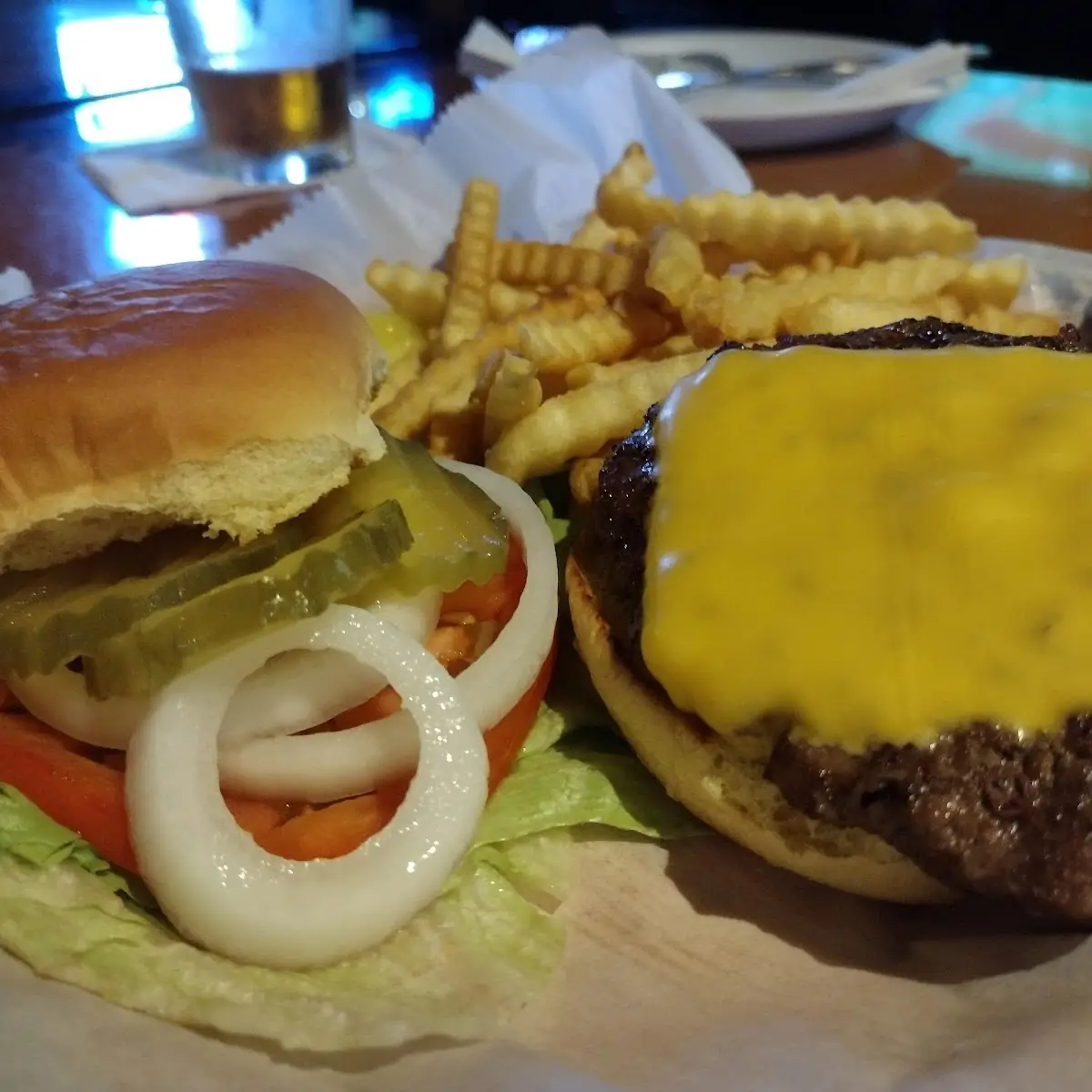 Cheese Burger and Fries