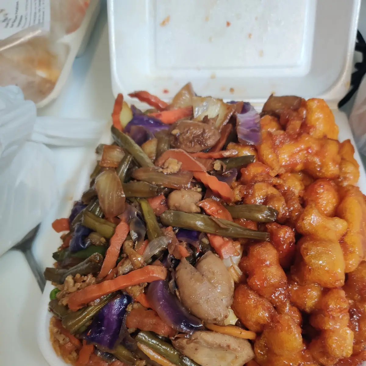 2 Meat Item Orange Chicken Chicken and String Beans