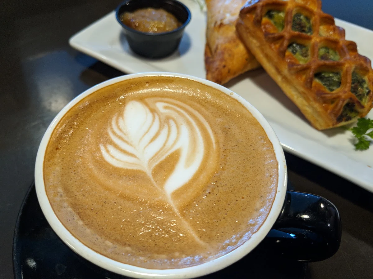 Flat White with a Veggie Samosa