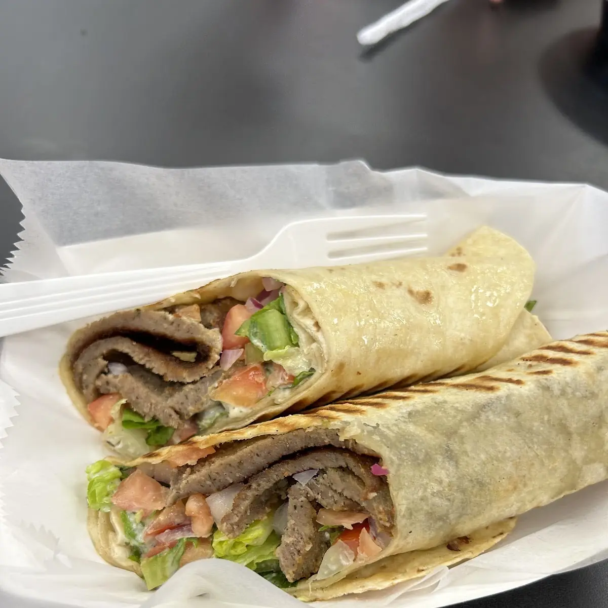 hummus with beef shawarma