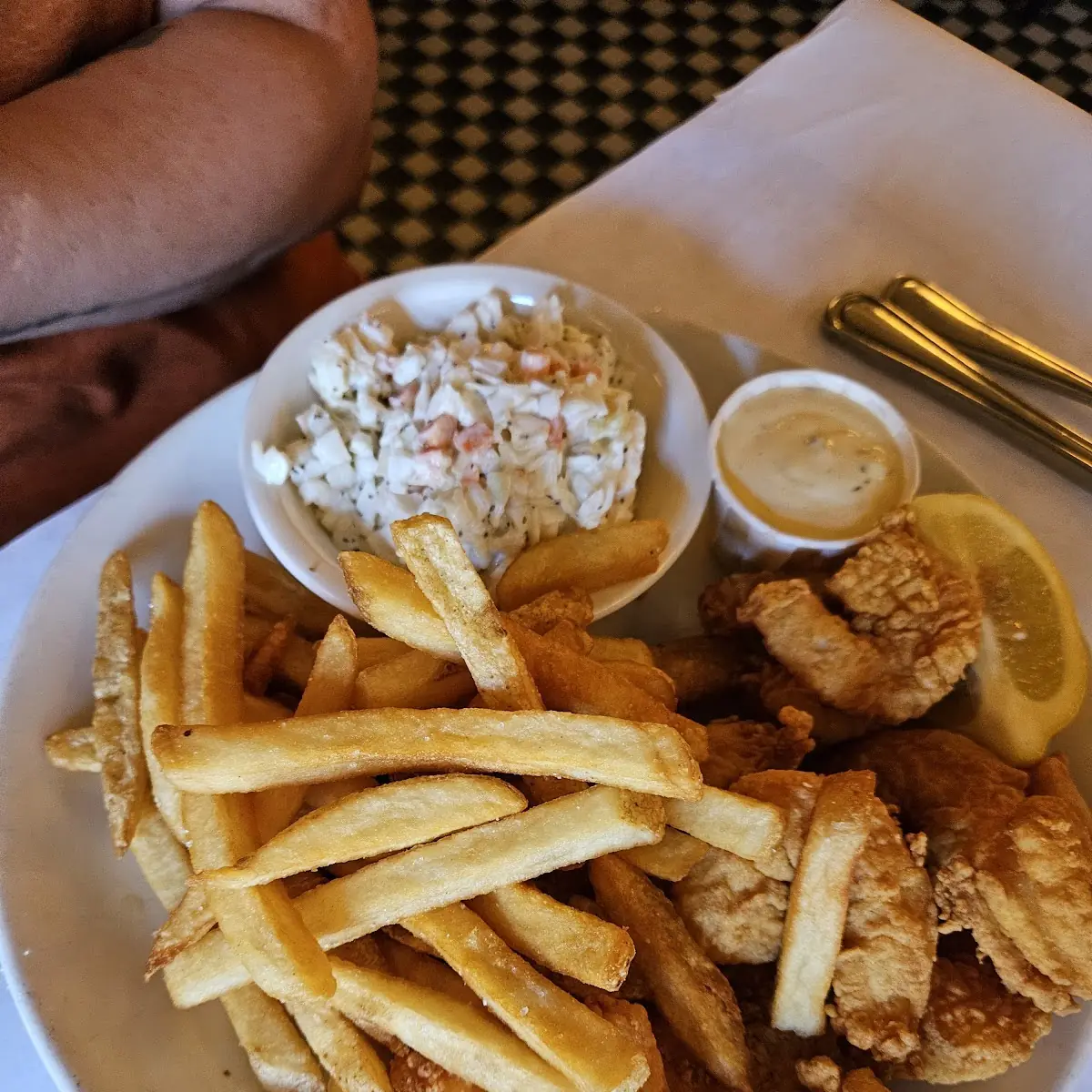 Fish N Chips w Fries & Slaw