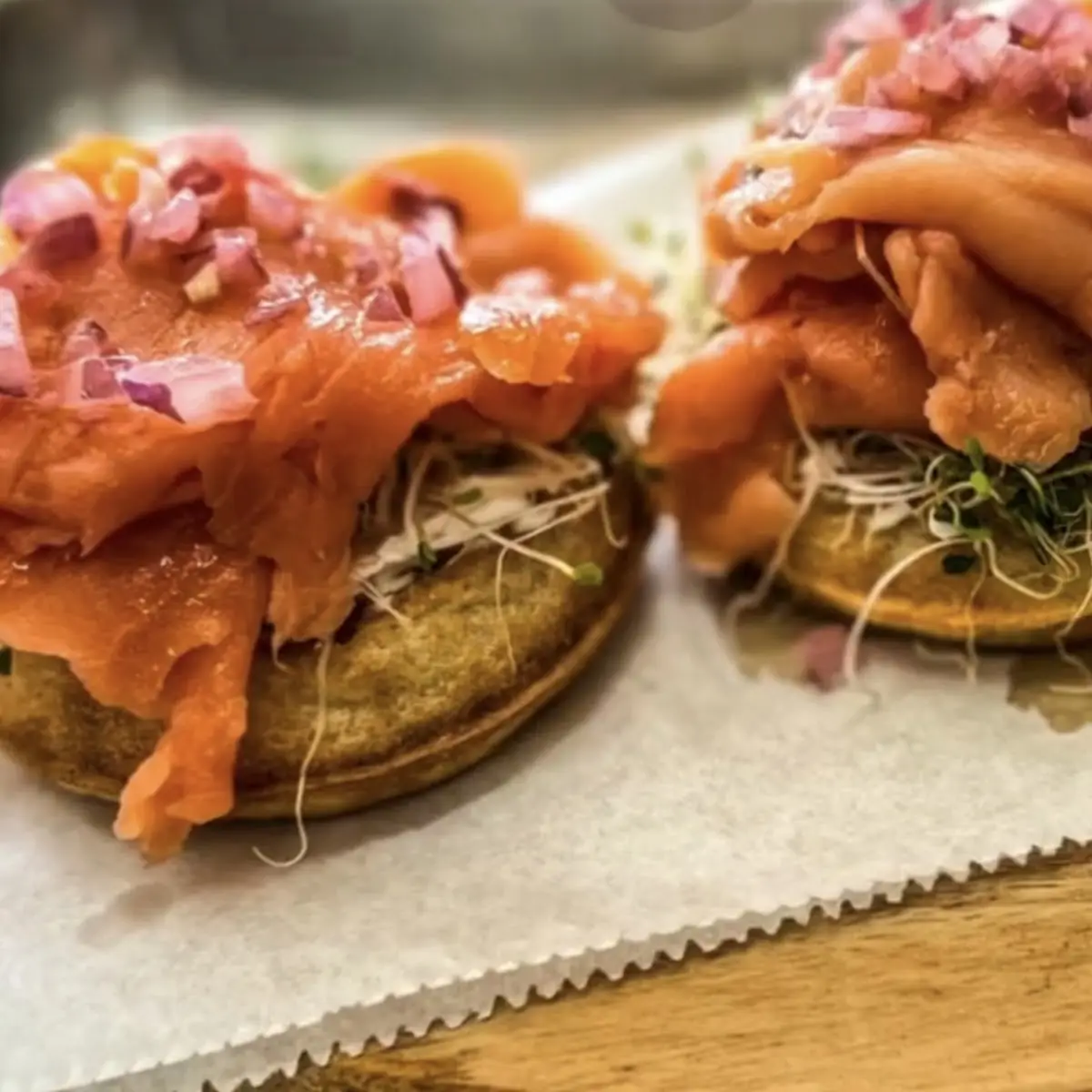 Green Plantain Waffle with Salmon