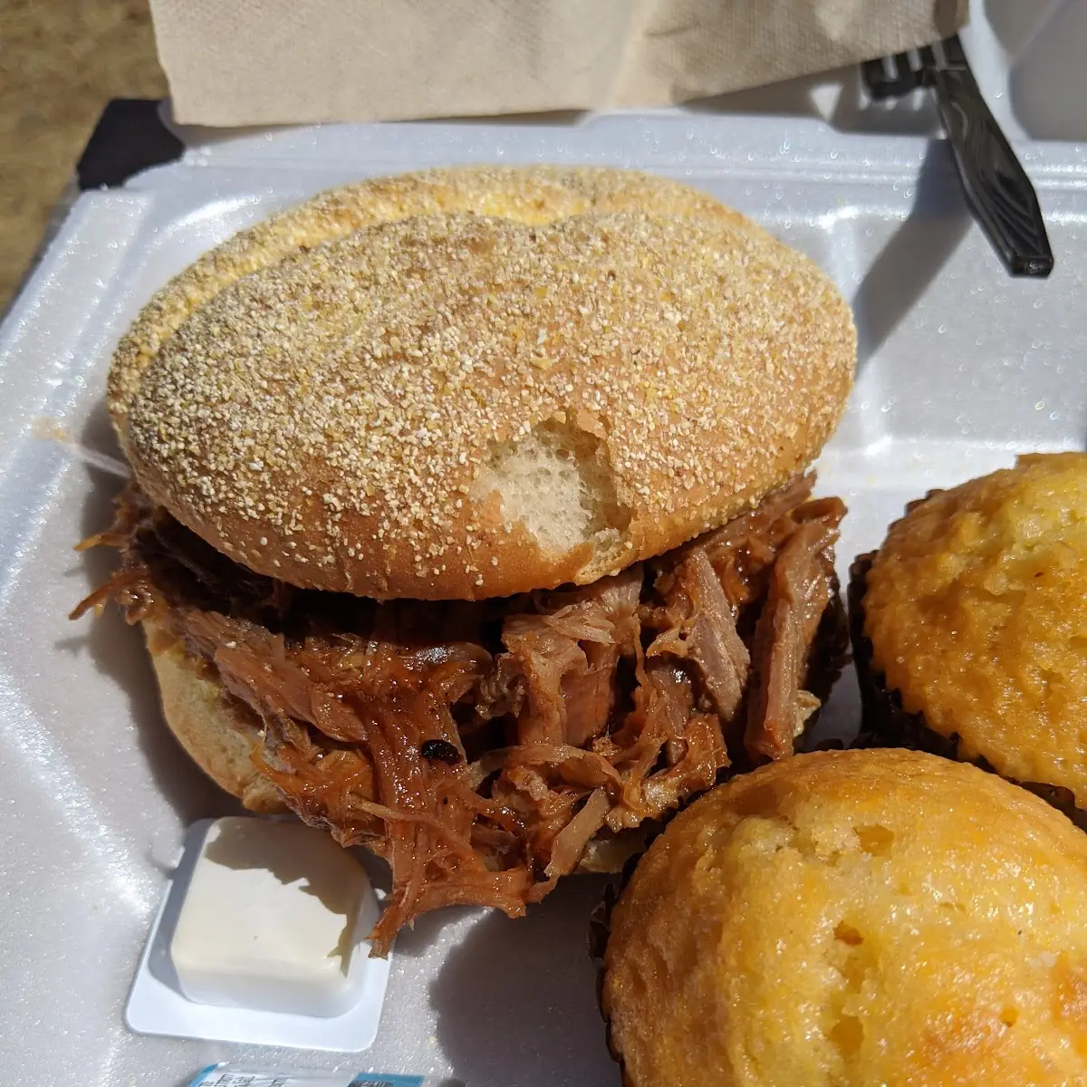Pulled Pork Sandwich & Corn Bread