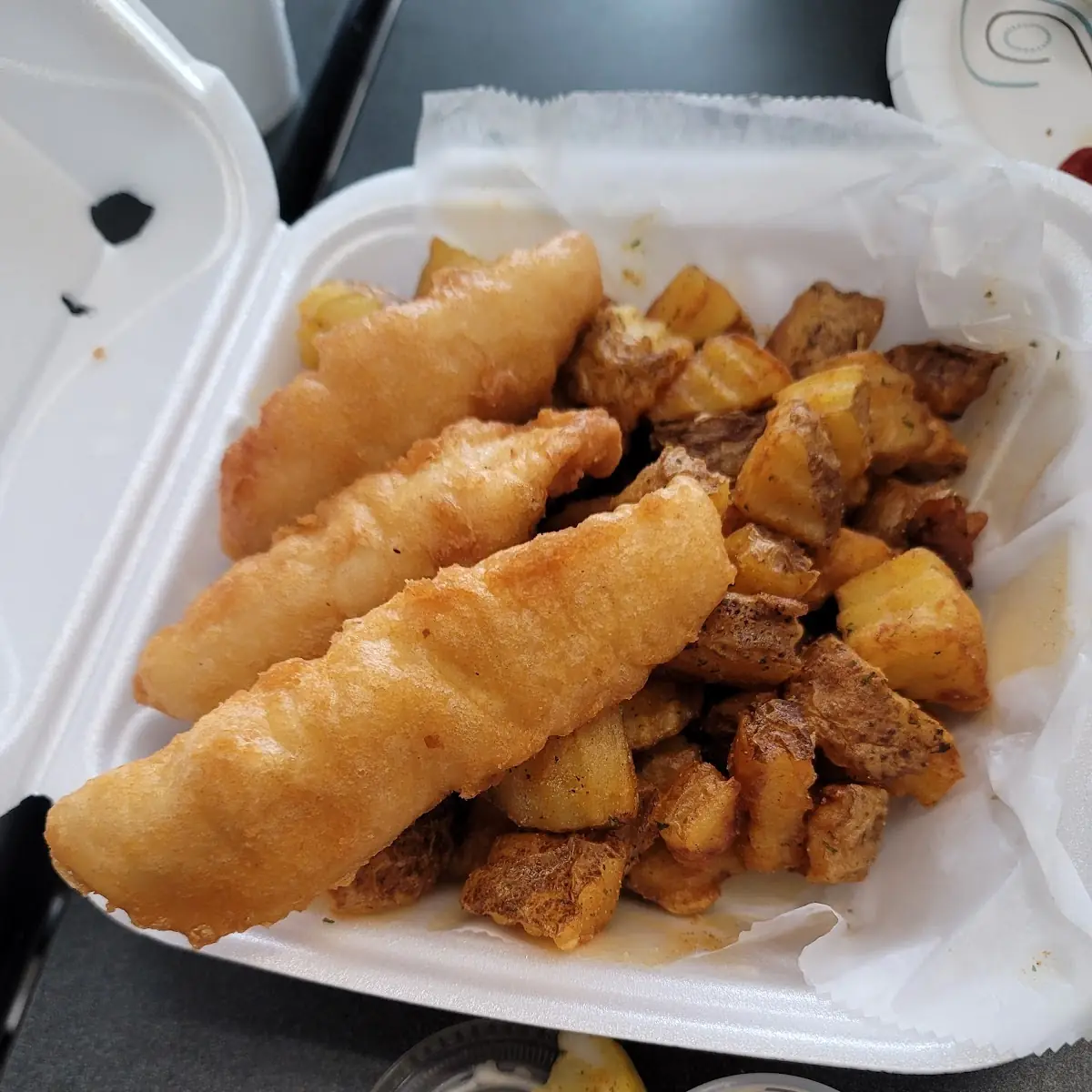 Fried Fish and Broasted Potatoes