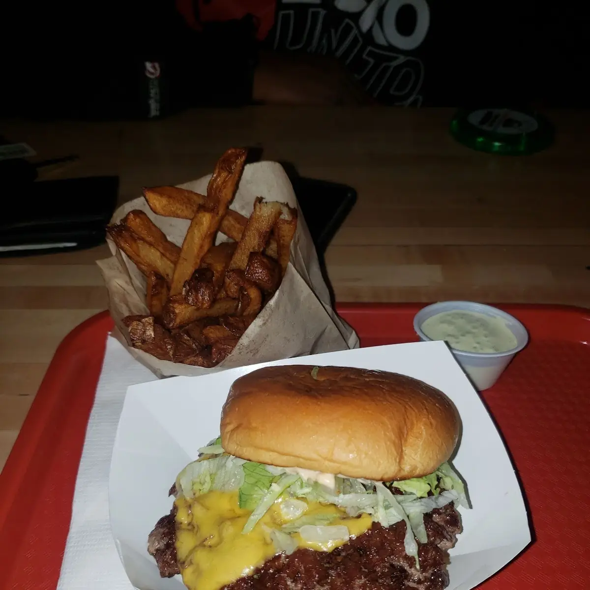 Double Cheeseburger and Salt and Vinegar Fries