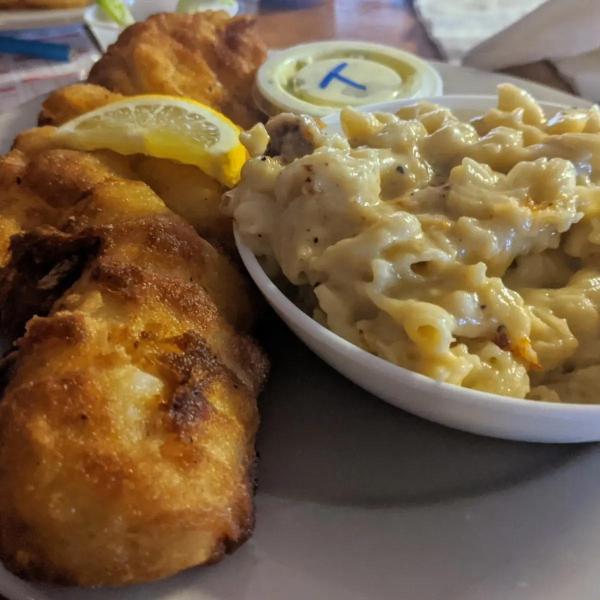 Fish Fry with Mac & Cheese and Coleslaw