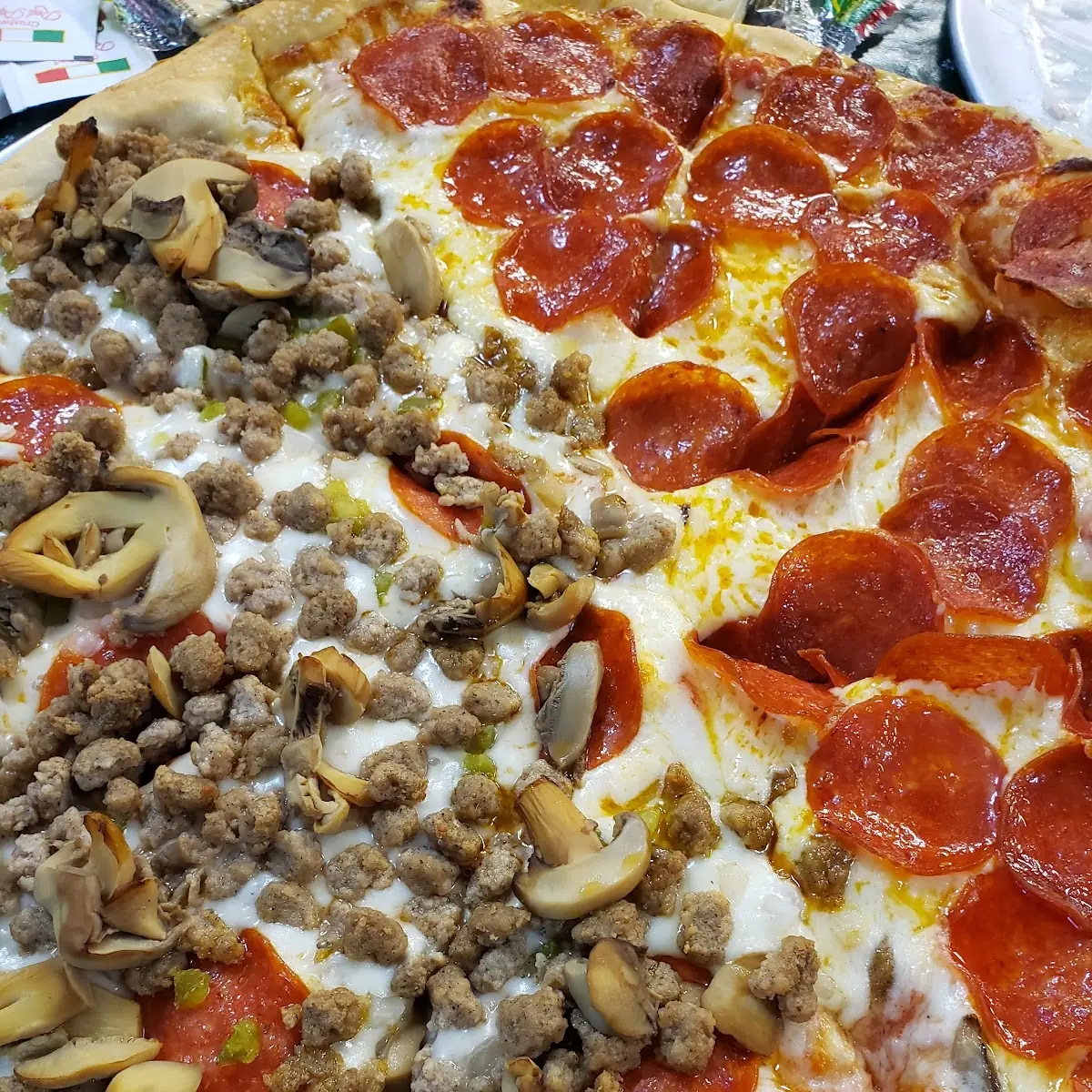 Half Pepperoni Half Supreme Pizza