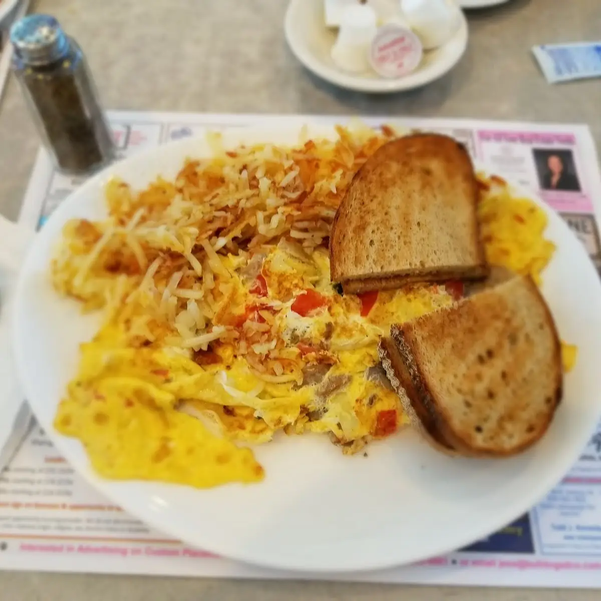Western Omelette Rye Toast and Hash Browns