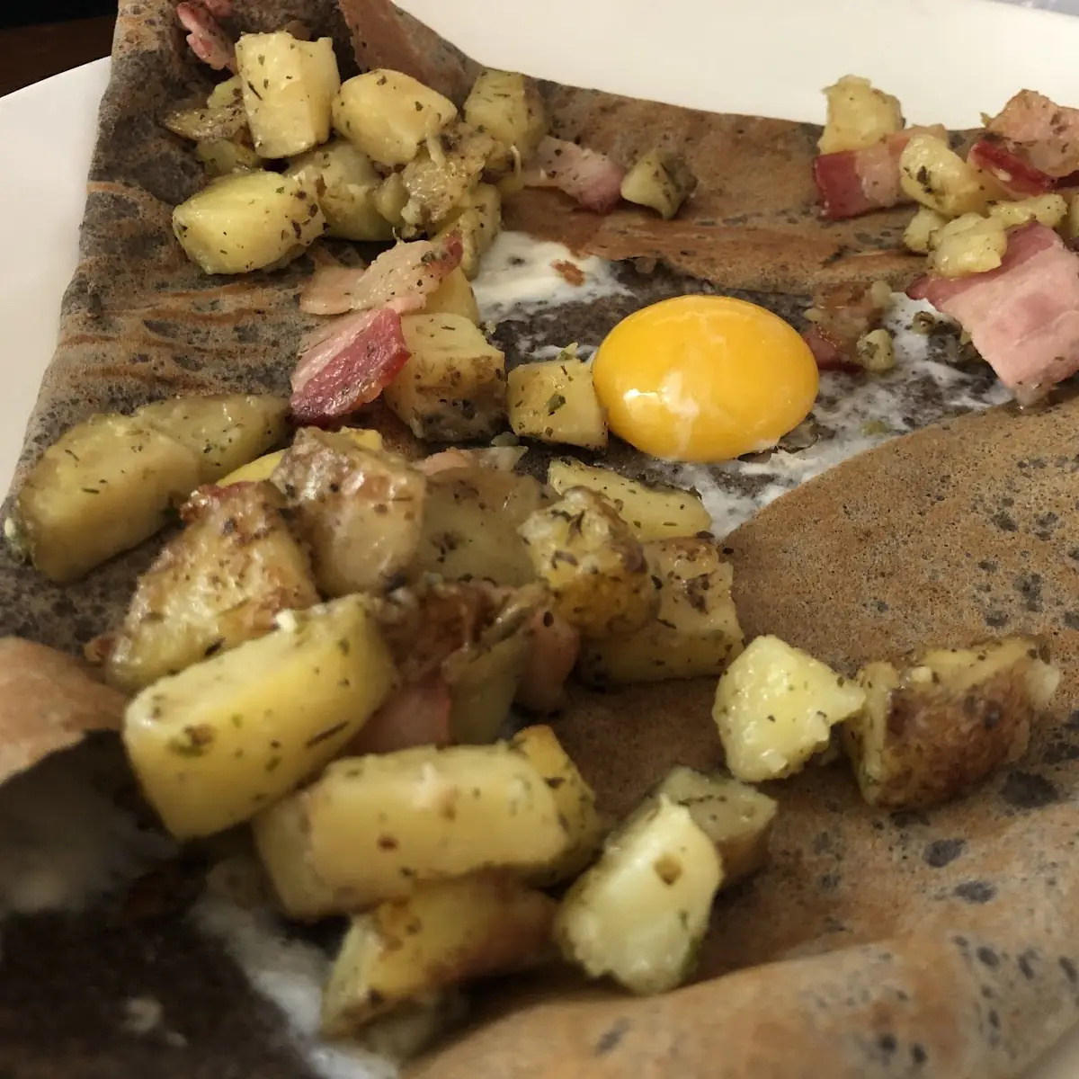 Ham Egg and Swiss Cheese Crepe