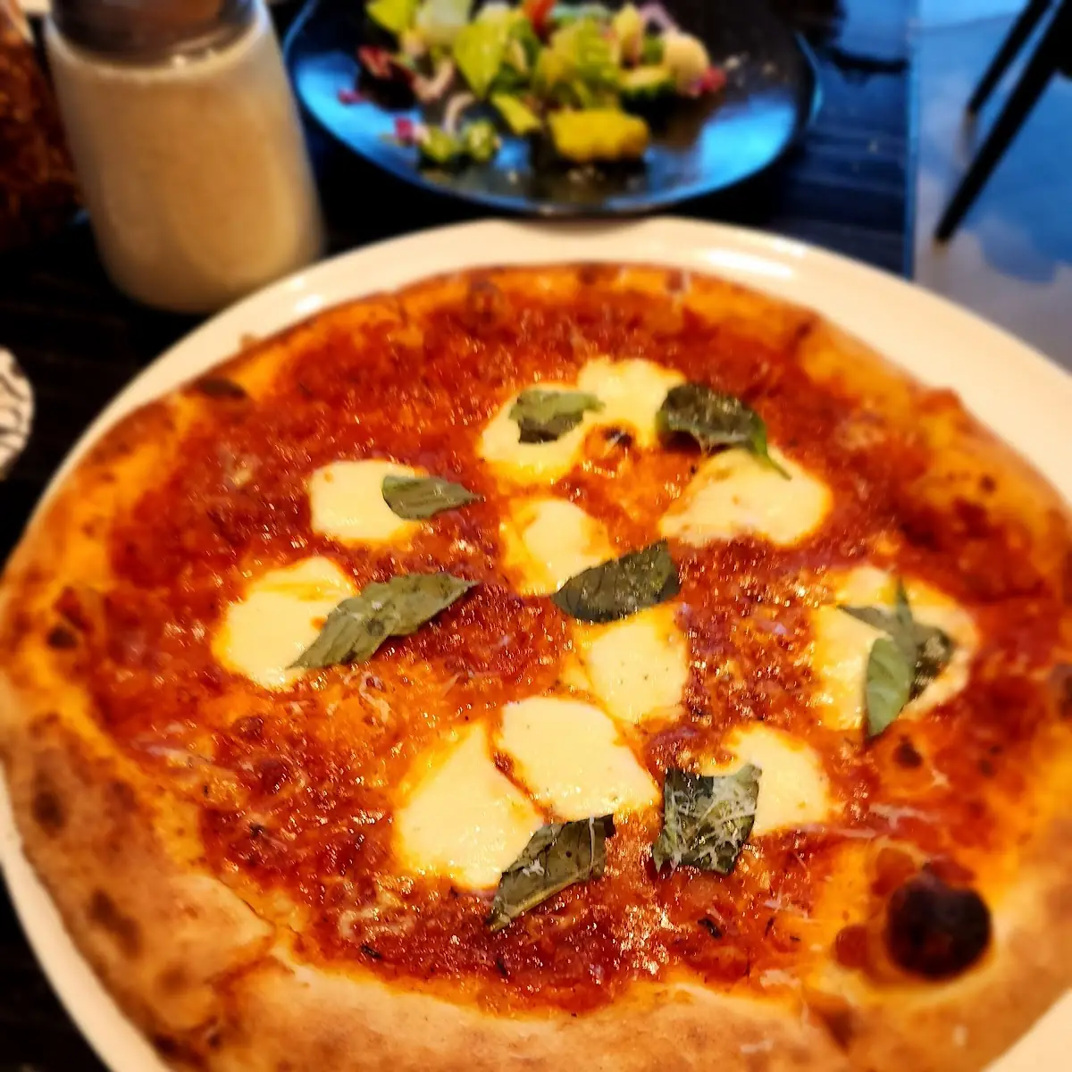 Margherita Pizza with Basil Leaves