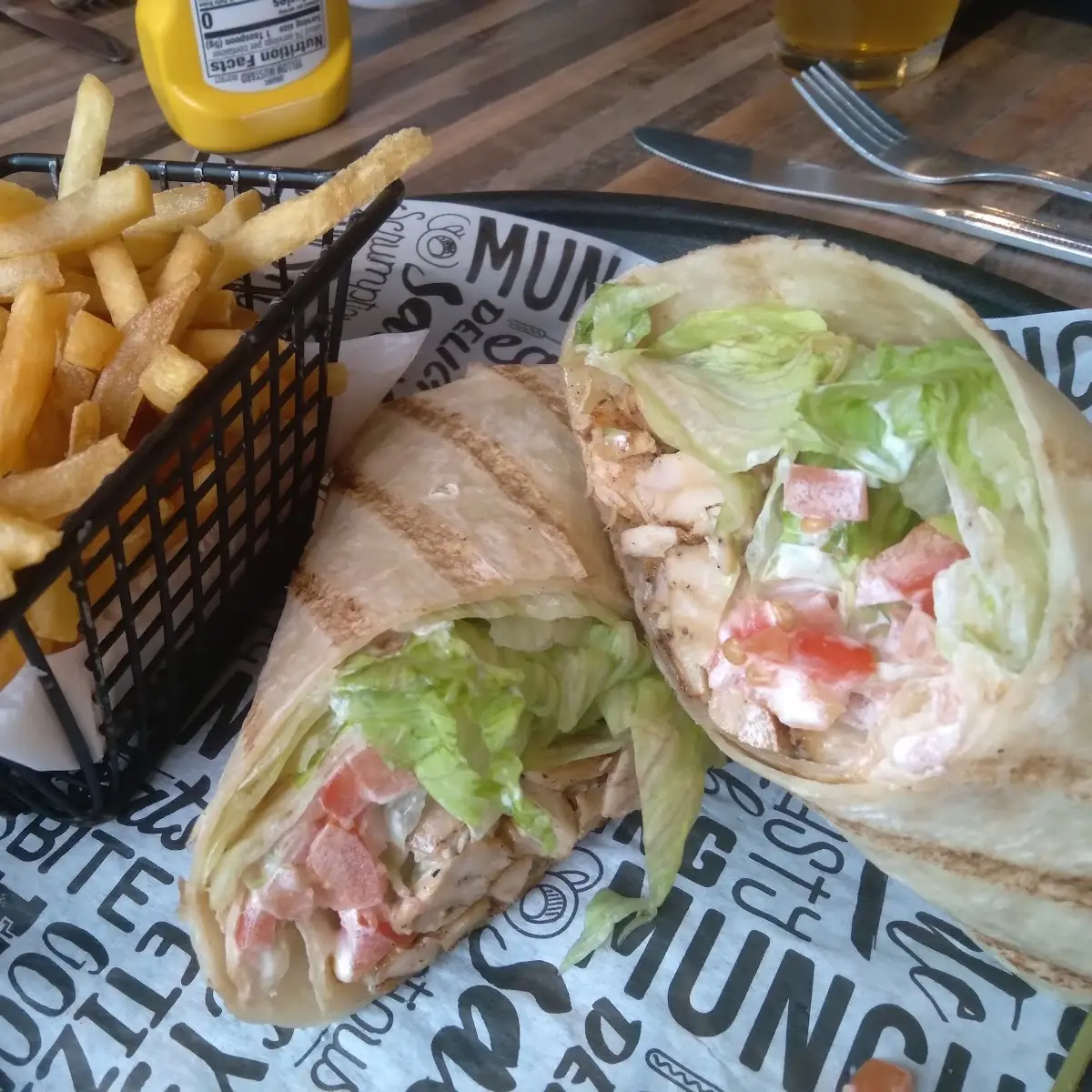 Grilled Chicken Wrap with Fries