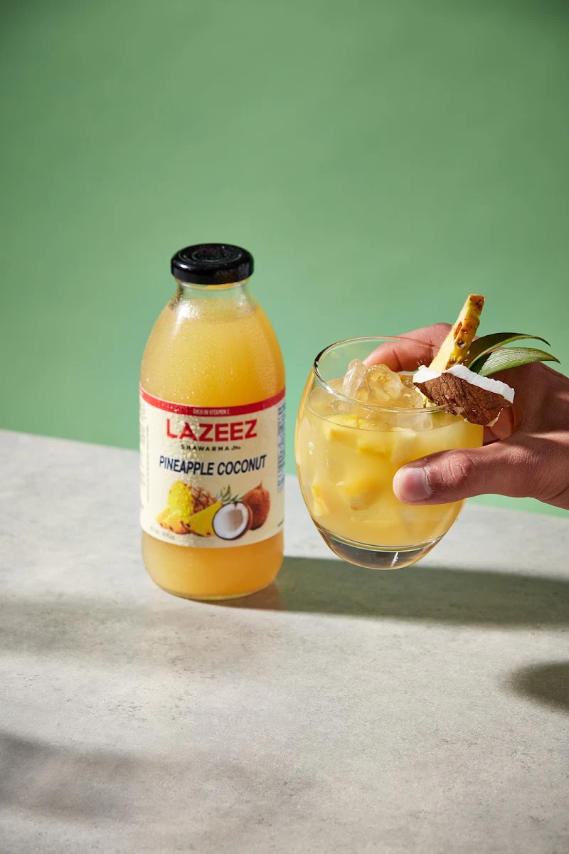 Lazeez Tropical Nectar Juice, Lazeez Shawarma