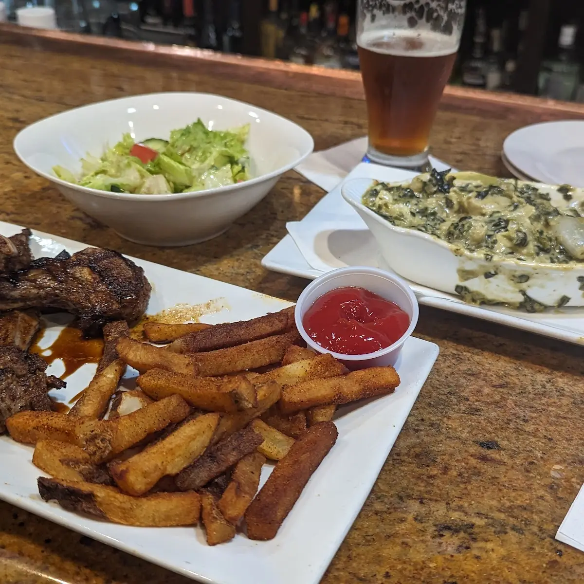 Lamb Lollipop and Spinach Artichoke Dip