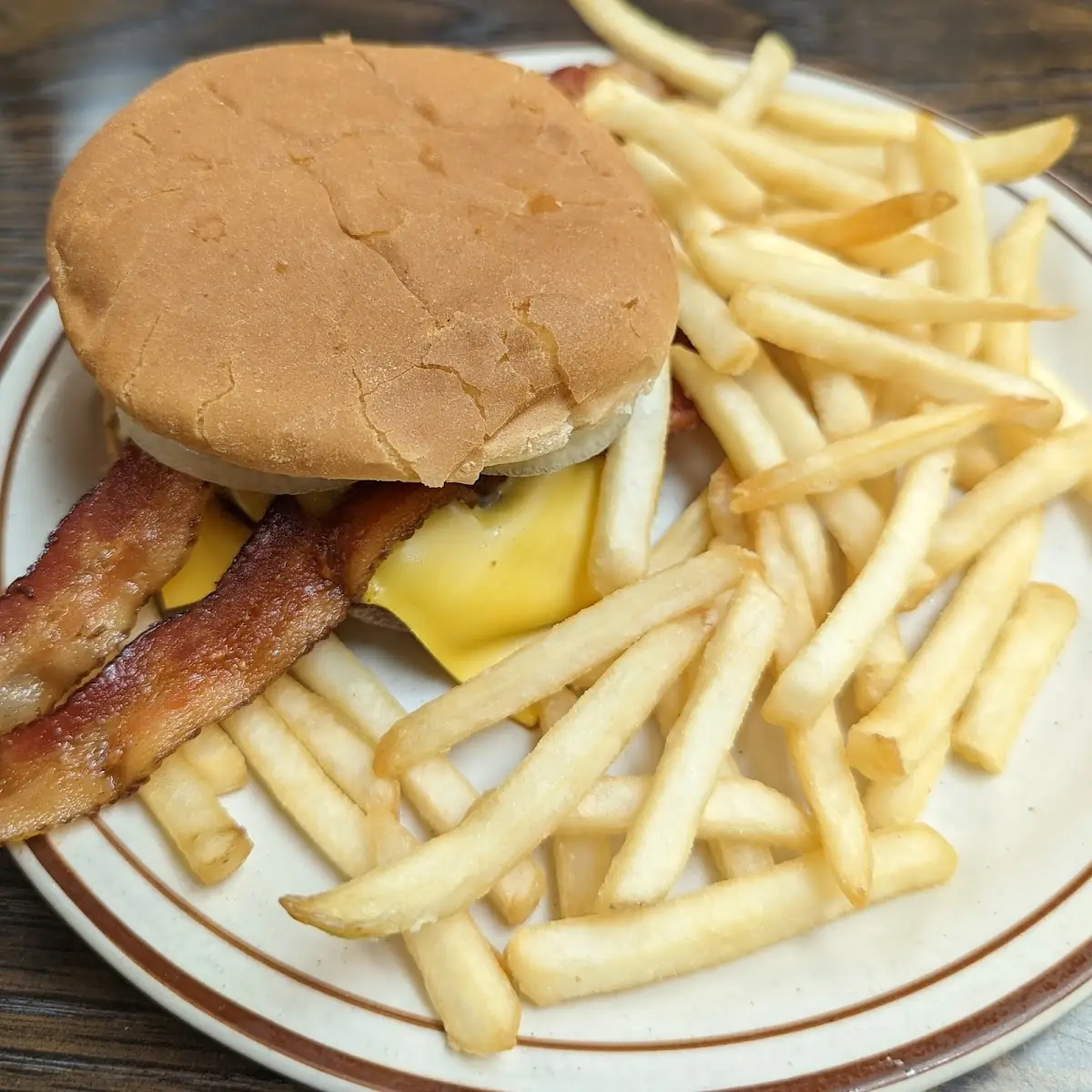 Bacon Double Cheeseburger with French Fries
