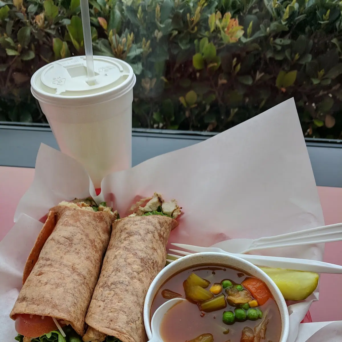 Chicken Caesar Wrap with Vegetable Soup