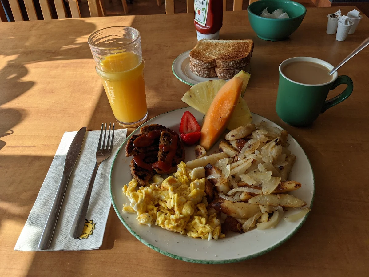 Scrambled Eggs with Meatless Sausage Patties