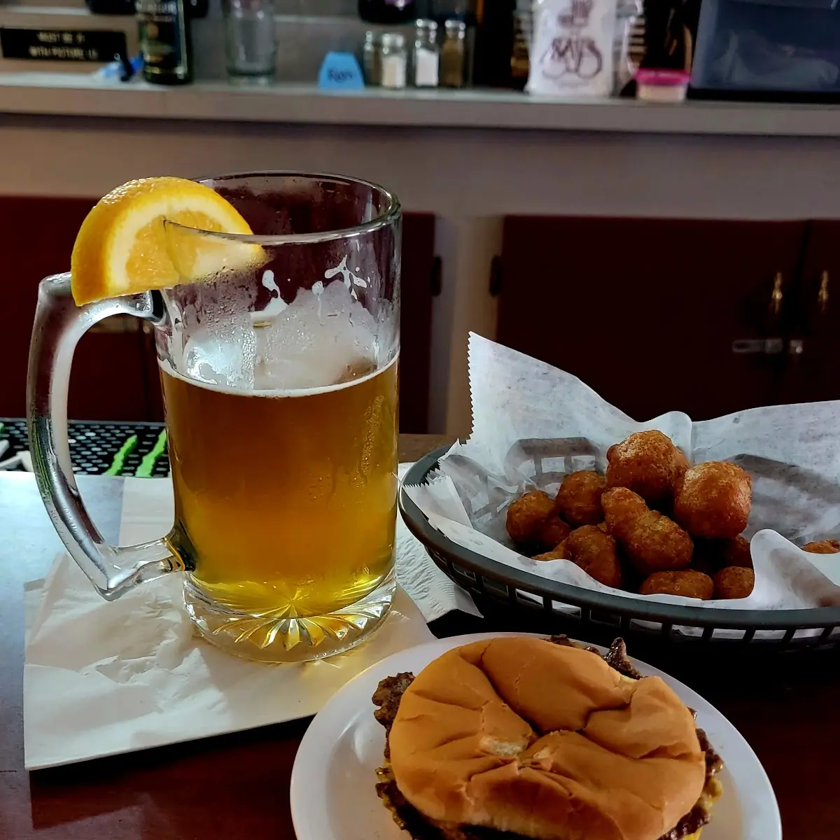 Double Cheeseburger and Fried Mushrooms