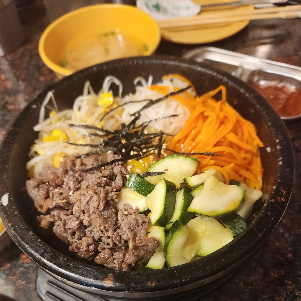 Beef Dolsot Bibimbap with Vegetables
