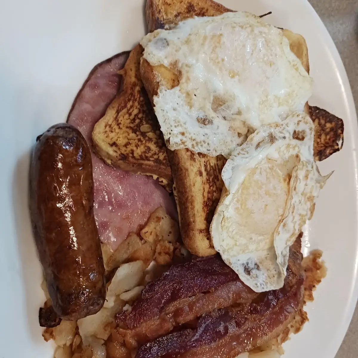 Scrambled Eggs Ham Breakfast