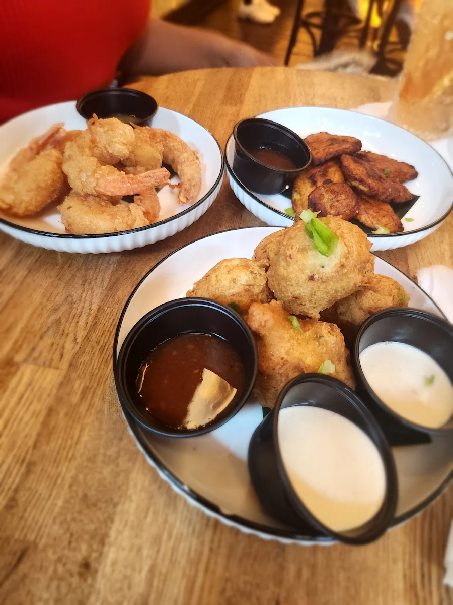 Cod Fish Cakes Sweet Plantains Fried Shrimp
