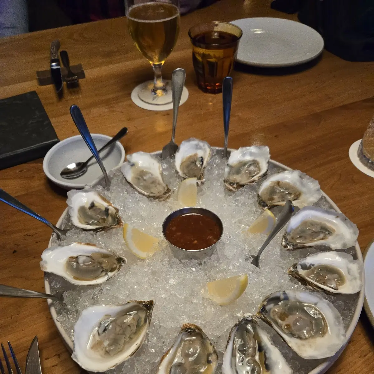 Oysters on the Hall Shell Garnished Traditionally and Creatively