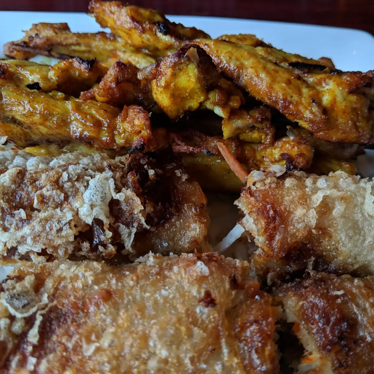 Satay Chicken and Egg Rolls