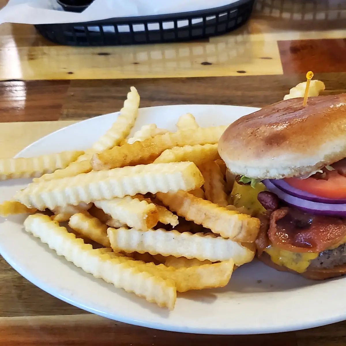 County Grille Burger and Fries with Cheese