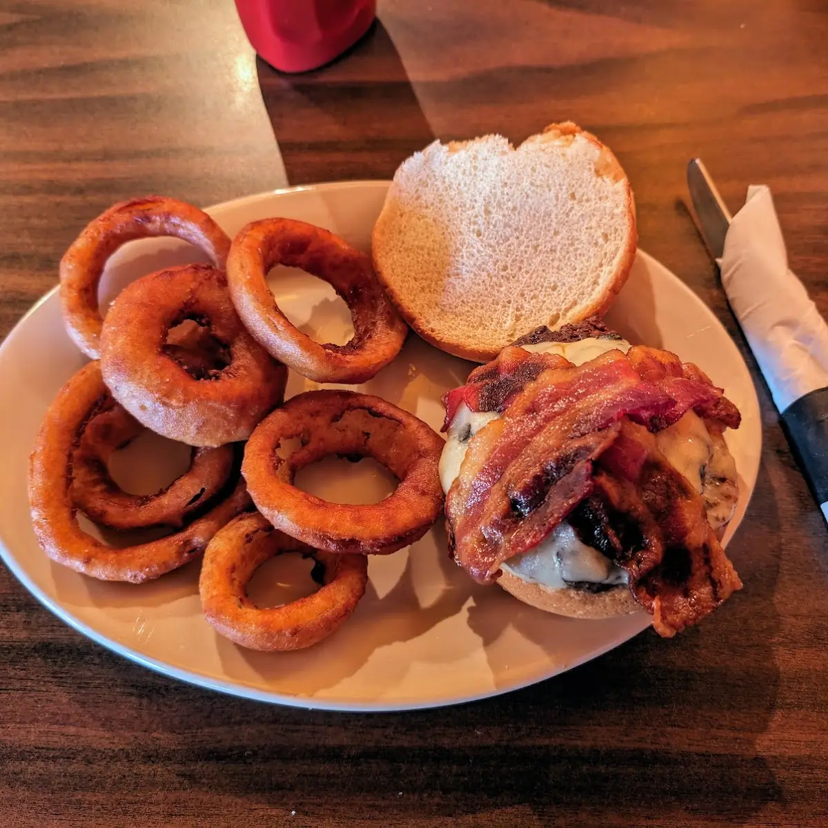 Smokehouse Burger and Onion Rings