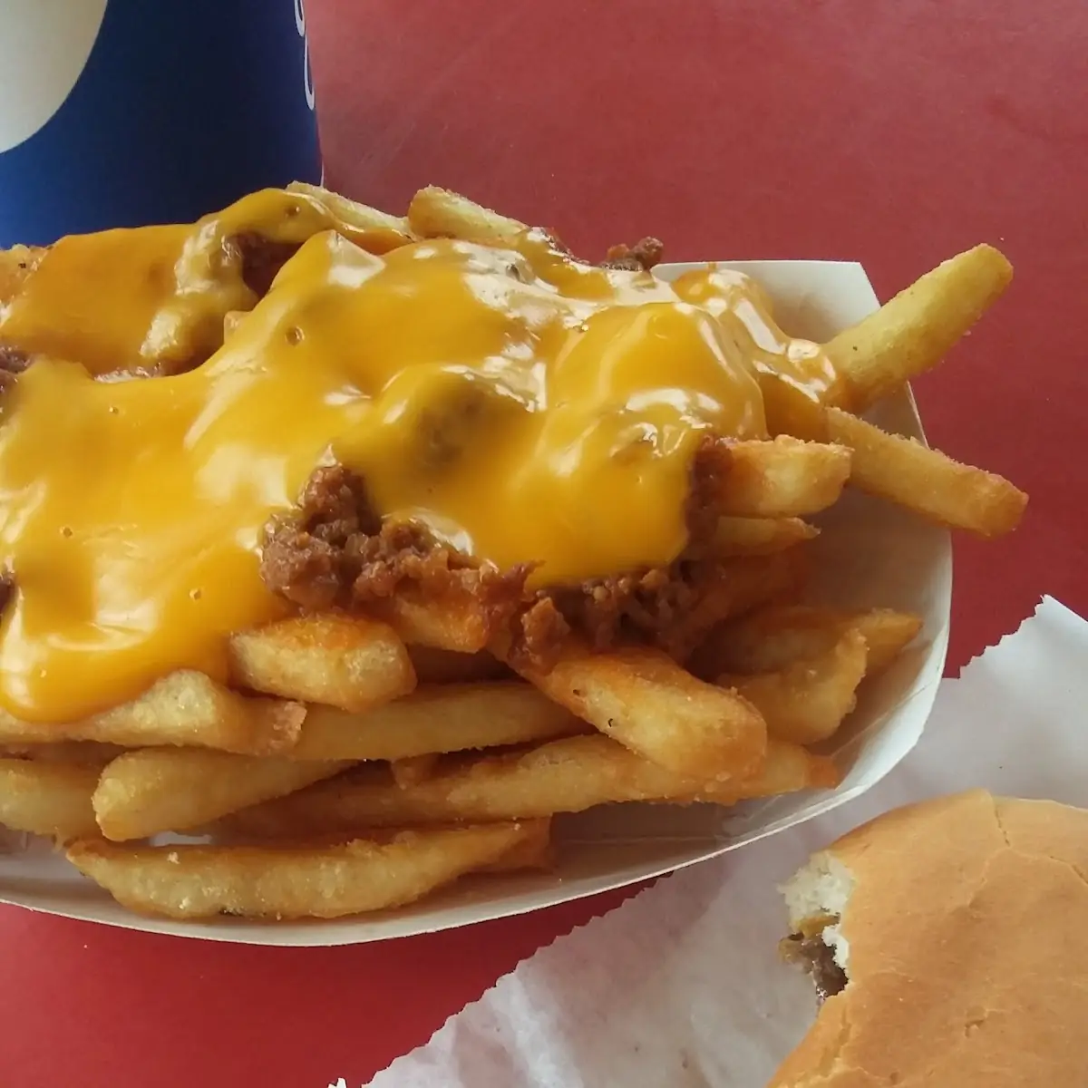 Double Cheeseburger and Chili Cheese Fries