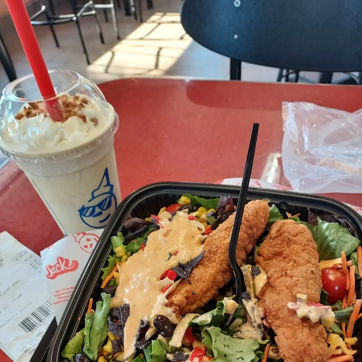 Crispy Chicken Southwest Salad & Biscoff Shake