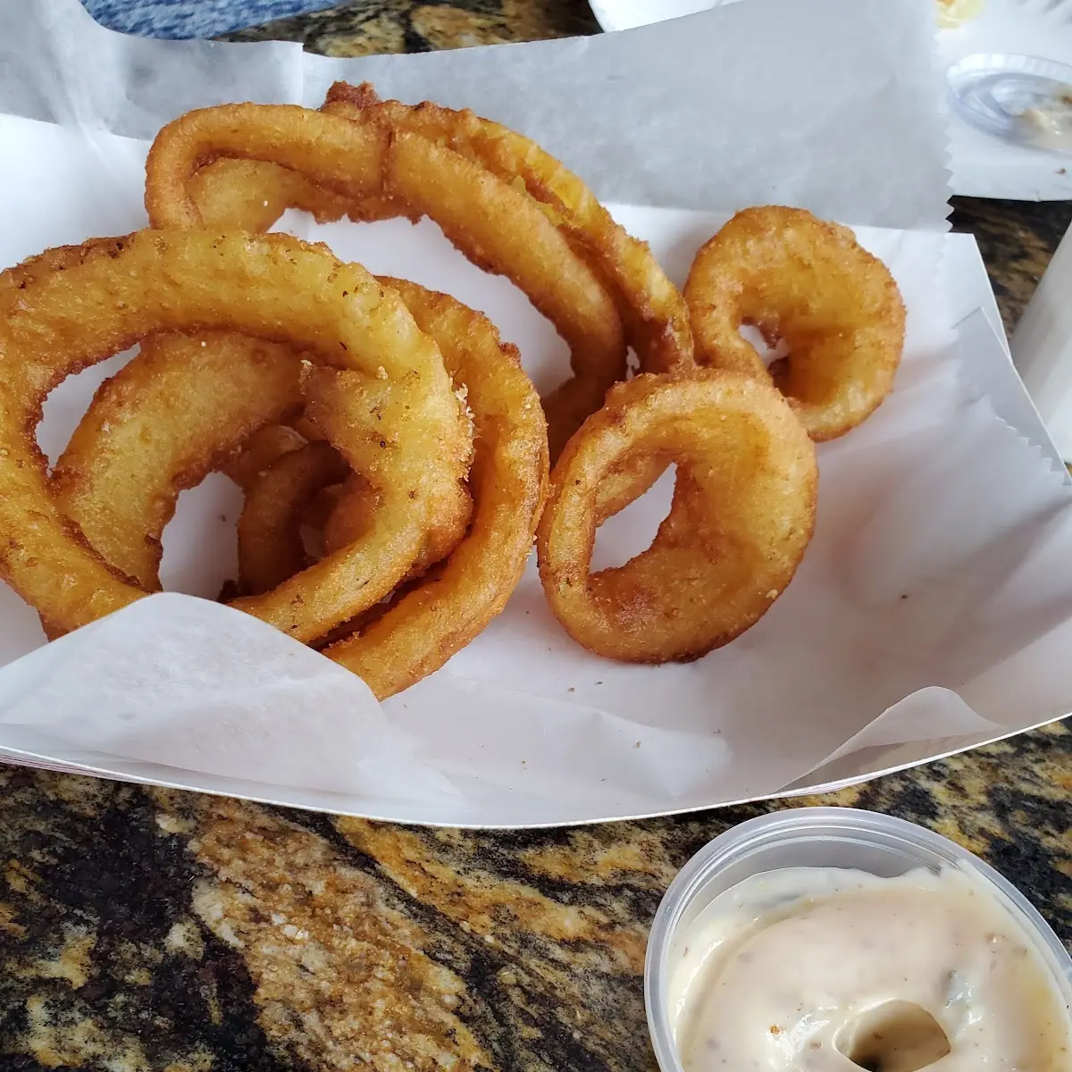 Beer Battered Onion Rings with Roumalade Sauce