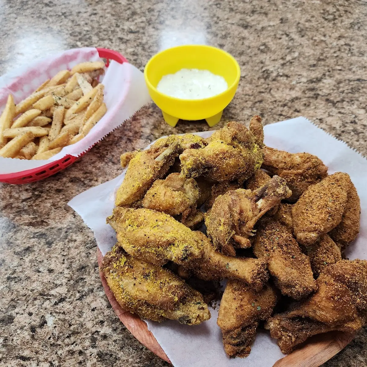 Lemon Pepper Wings and Fries