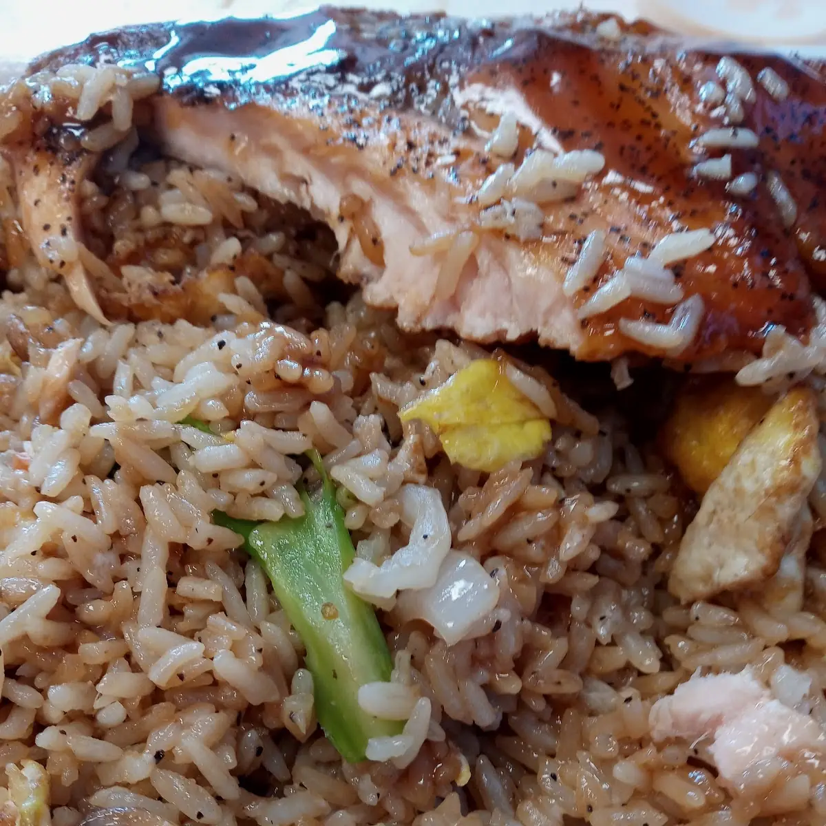 Teriyaki Salmon Vegetable Fried Rice