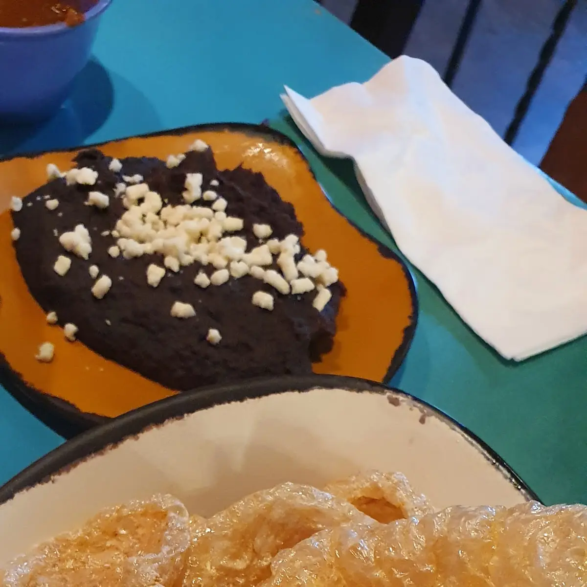 Chicharrón Con Refried Beans