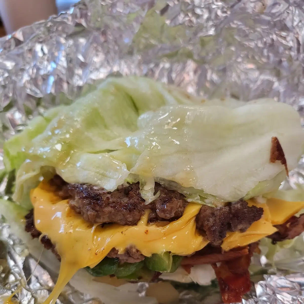 Lettuce Wrapped Bacon Cheese Burger