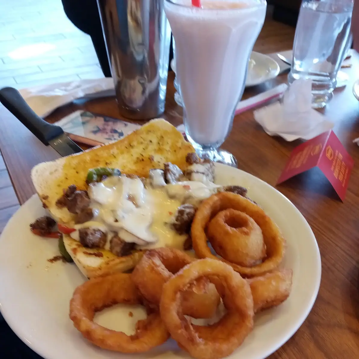 Philly Cheese Steak with Onion Rings