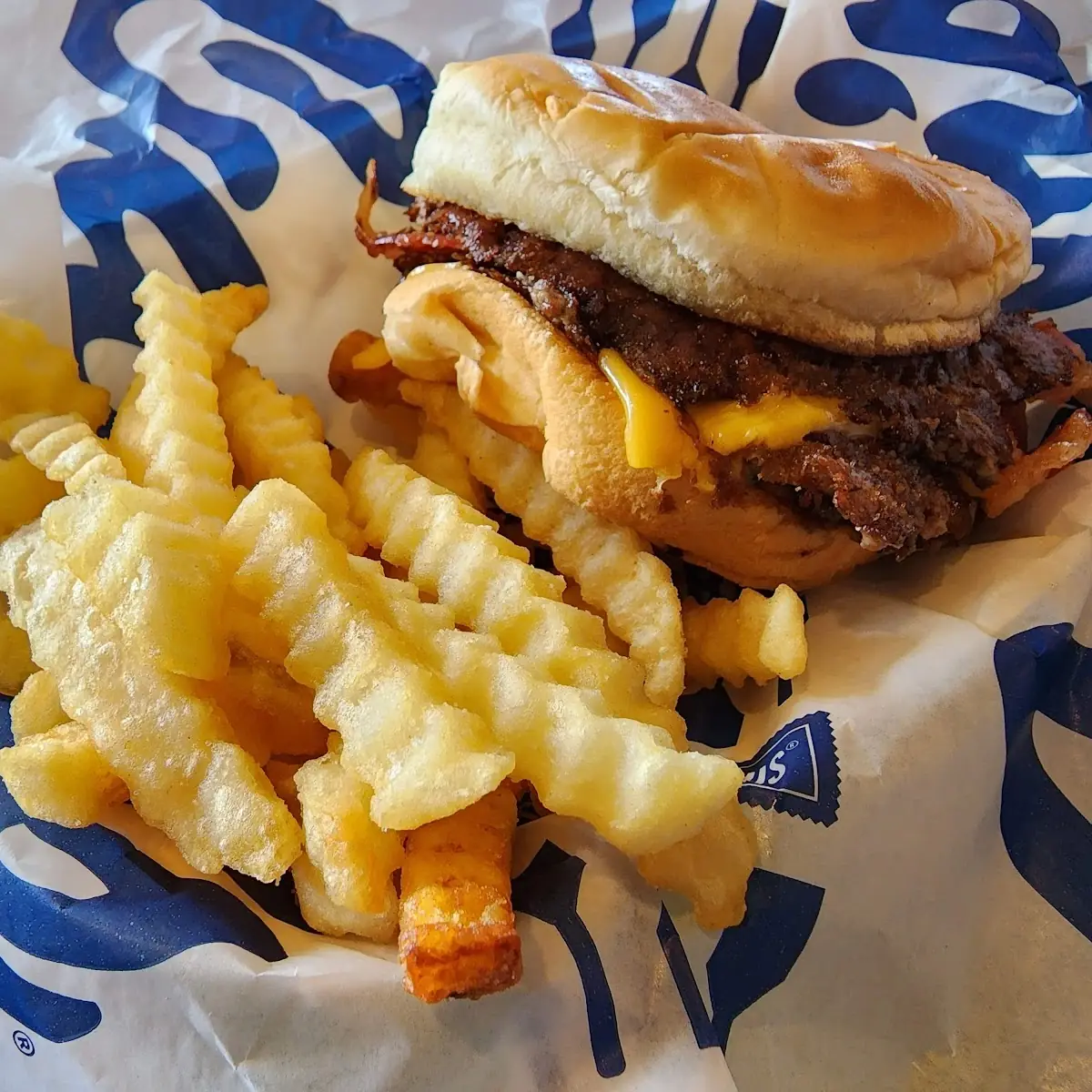 Double Cheeseburger with Bacon and Fries
