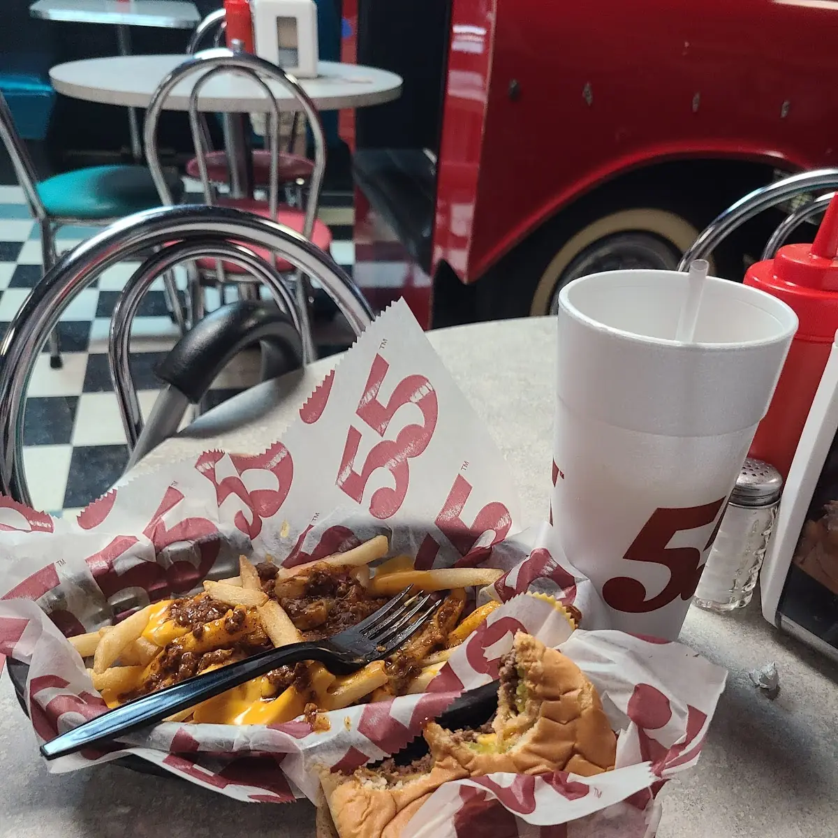 Andy's Cheeseburger Combo with Chili Cheese Fries