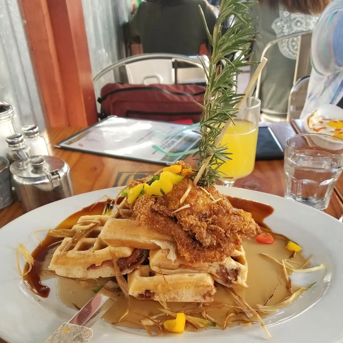 Andy's Sage Fried Chicken & Bacon Waffle Tower