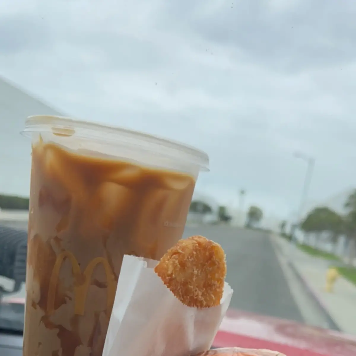Sausage Egg and Cheese Mcgriddle Hash Brown Caramel Ice Coffee with Caramel Drizzle
