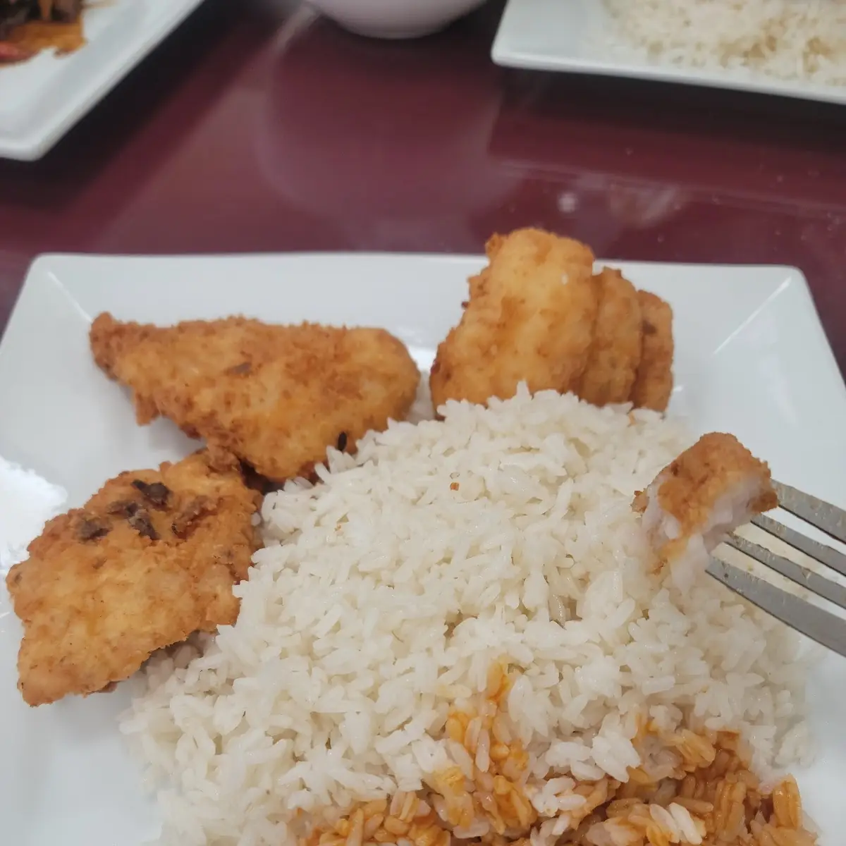White Rice with Breaded Tilapia