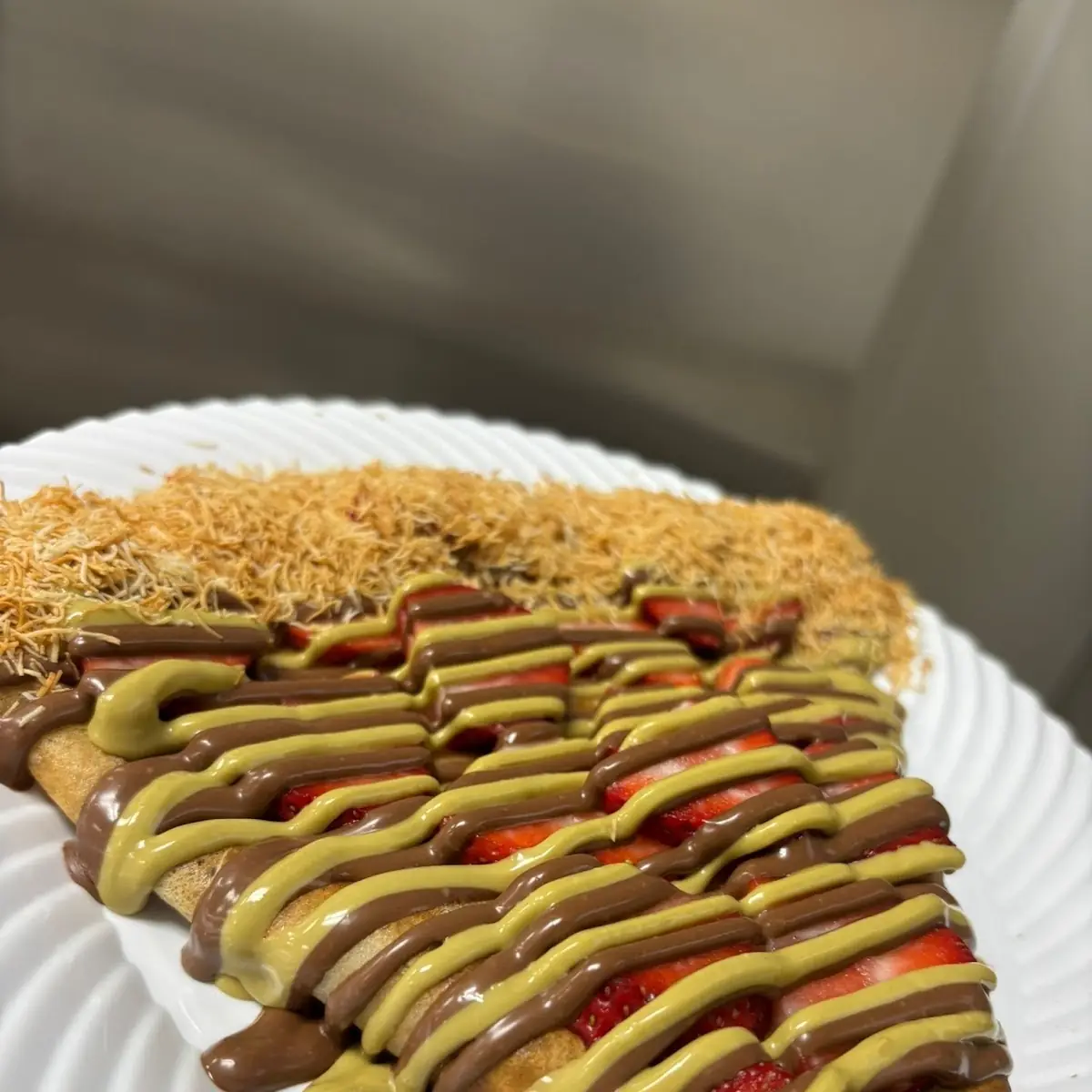 Dubai Chocolate Crepe with Strawberries