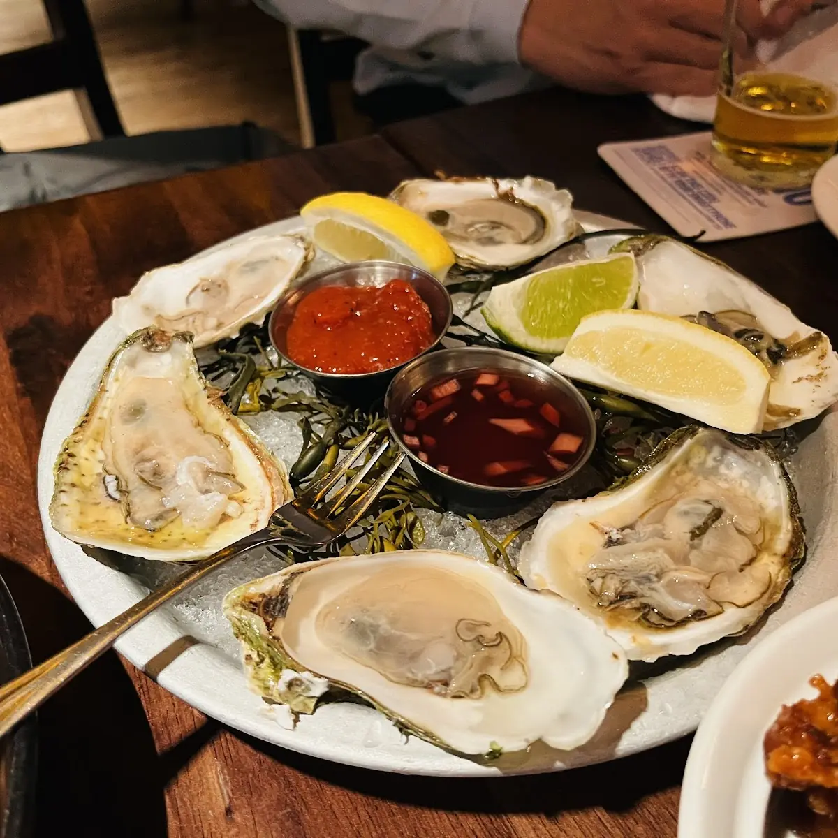 Fresh Oysters Served with Sauces