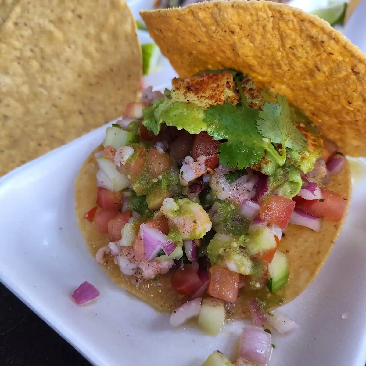 Shrimp Green Ceviche Tostada