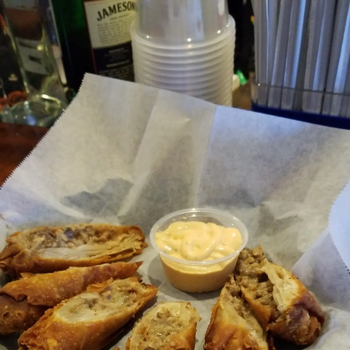 Philly Cheesesteak Egg Rolls 3 with Chipotle Mayo