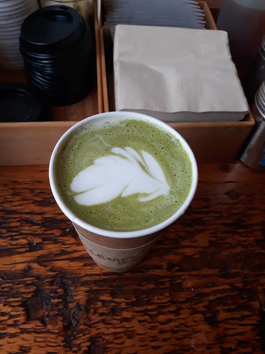 Matcha Latte with Leaf Art