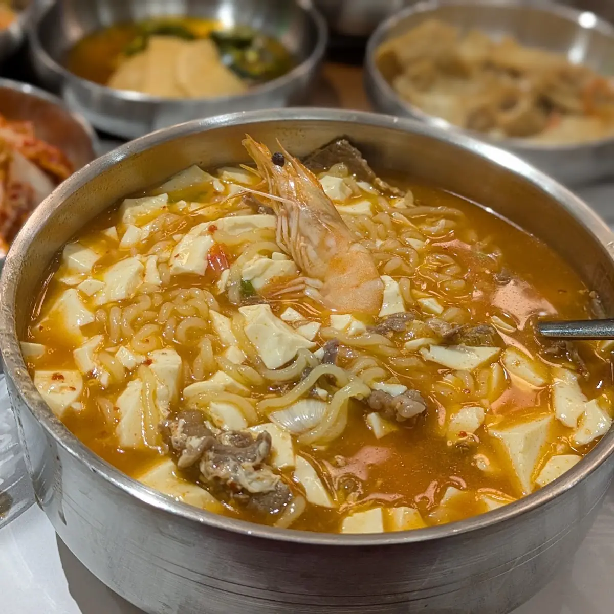 Mix Jjigae with Ramen Noodles